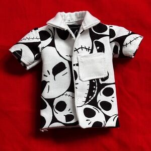 Handcrafted Jack Skellington themed doll shirt
